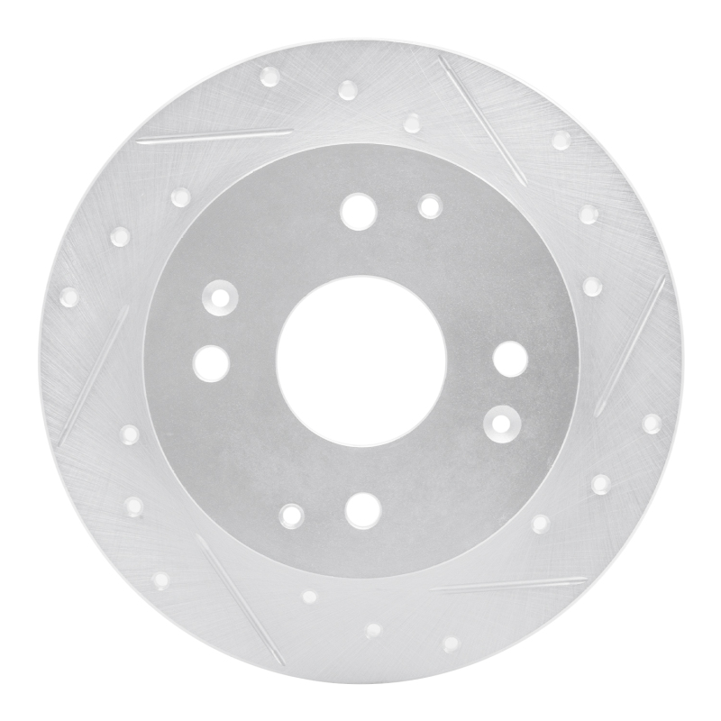 Acura CL Brake Rotor (1) - Rear Right - R1 Concepts - Drilled & Slotted - Silver - `98-`02